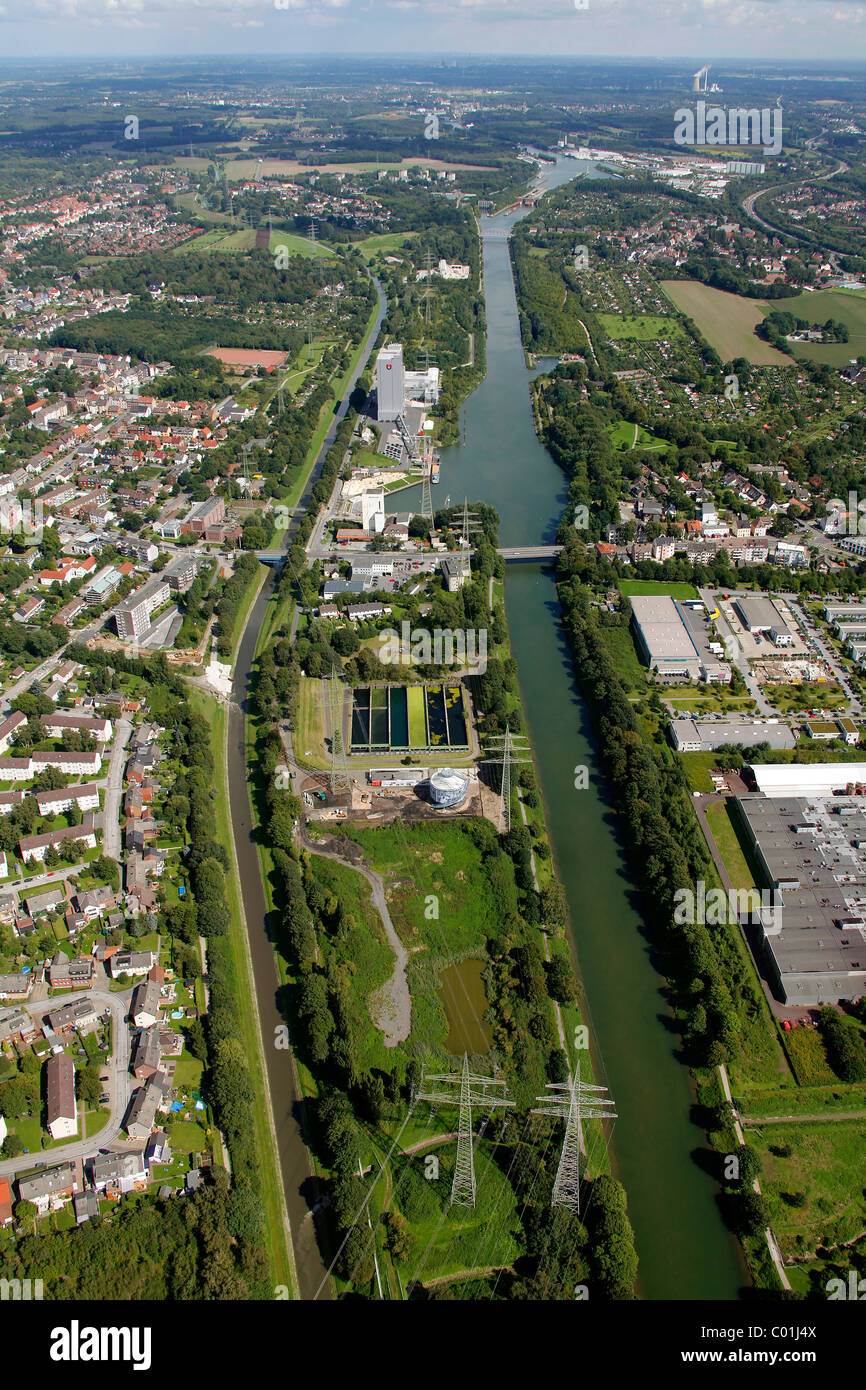 Aerial view, Herne Stadthafen city port, Ruhr area, North Rhine-Westphalia, Germany, Europe Stock Photo