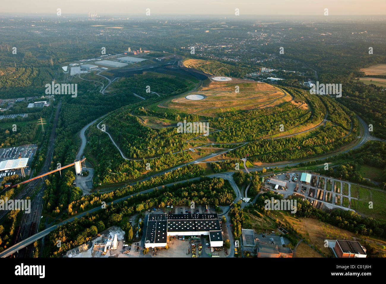 Aerial view, obelisk, Herten horizon observatory, Halde Hoheward