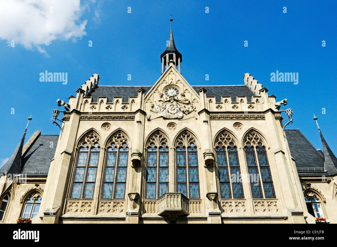 Erfurt city hall built in the Gothic Revival or Neo-Gothic style, Fischmarkt fish market, Erfurt, Thuringia, Germany, Europe Stock Photo
