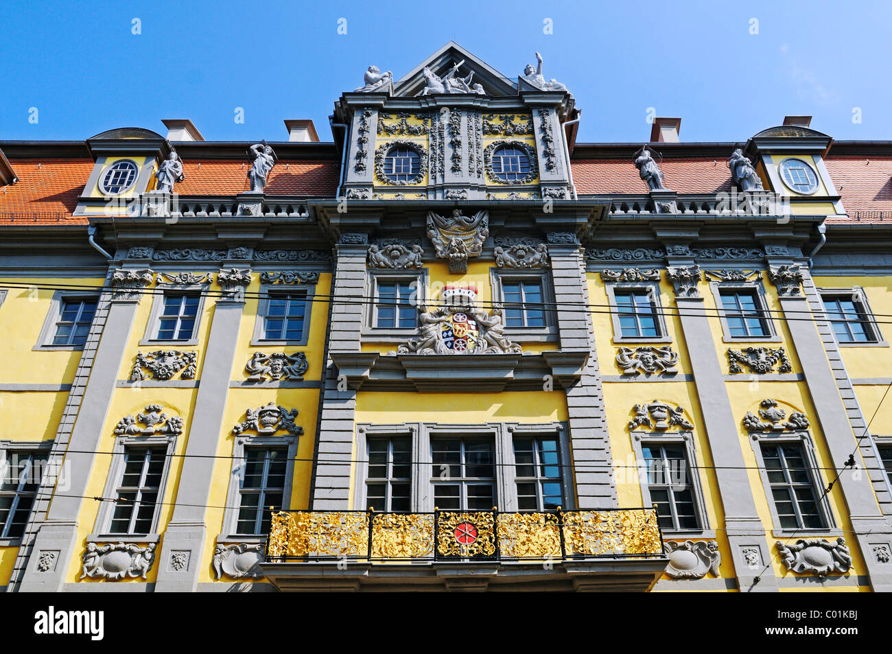 Baroque stucco facade of the Angermuseum, formerly Erfurt Weigh-house ...