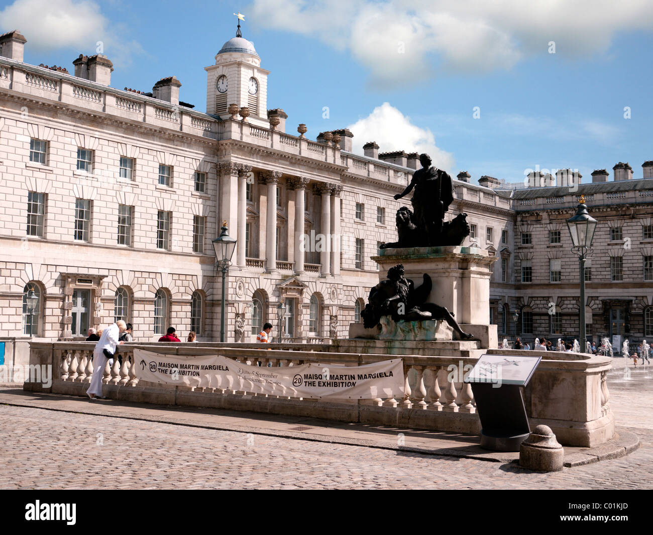 View of Somerset House, from the square through the arched entrance in the Strand, London, UK Stock Photo