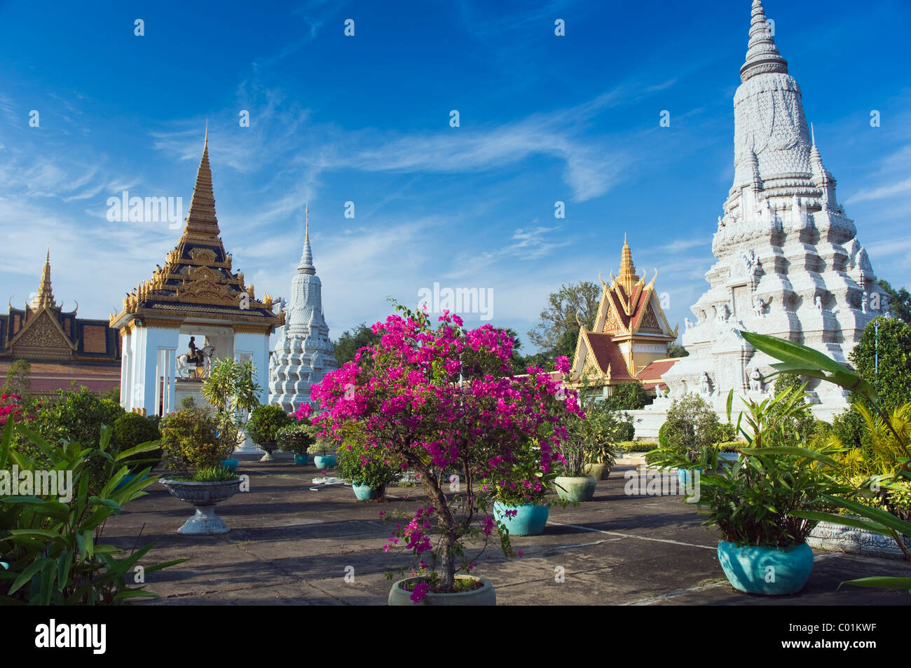 Equestrian statue of King Norodom, gardens of the Royal Palace, Phnom Penh, Cambodia, Indochina, Southeast Asia, Asia Stock Photo