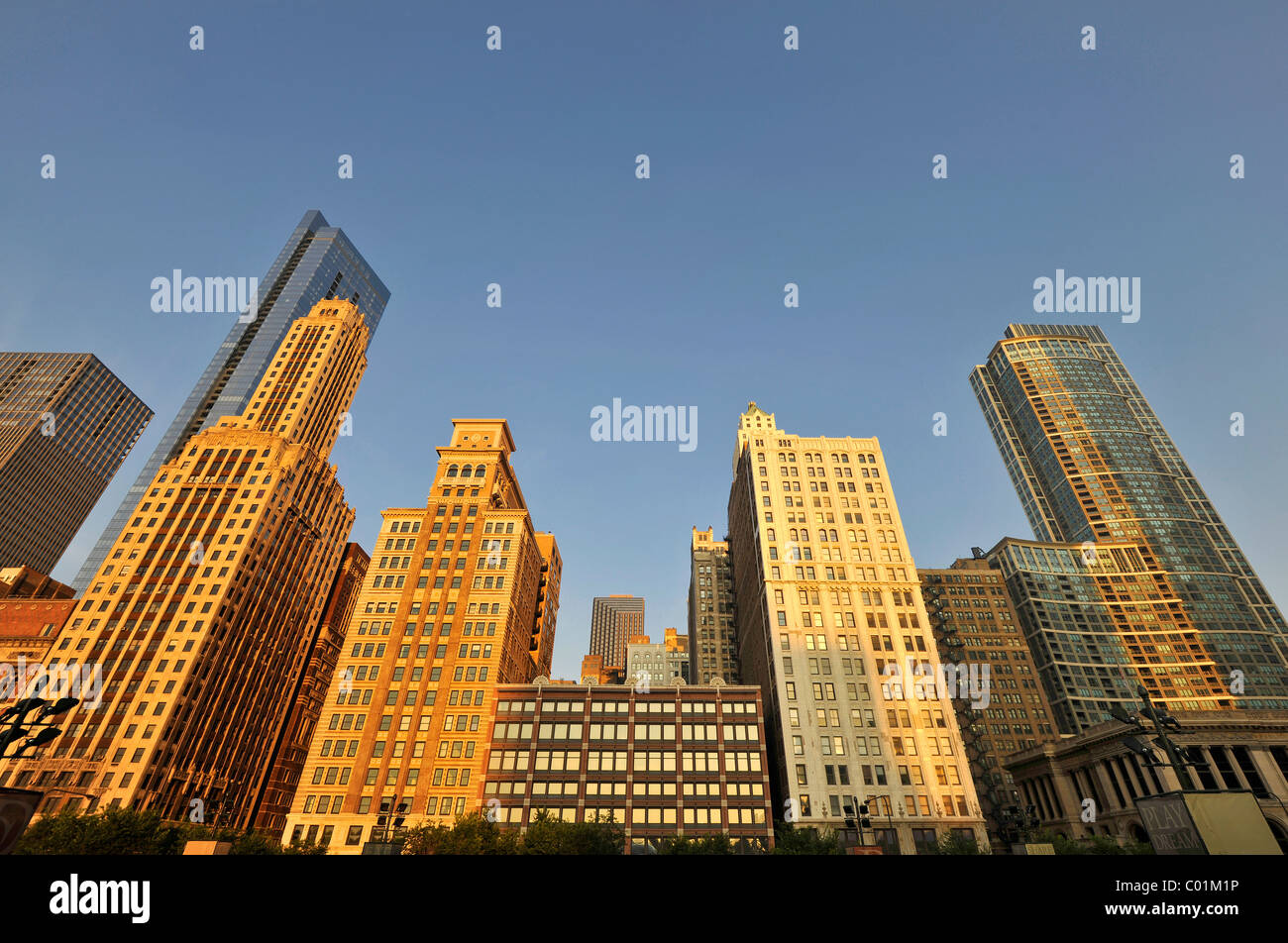 Chicago skyline with Legacy at Millennium Park Building, The Heritage, Pittsfield Building, Illinois, United States of America Stock Photo