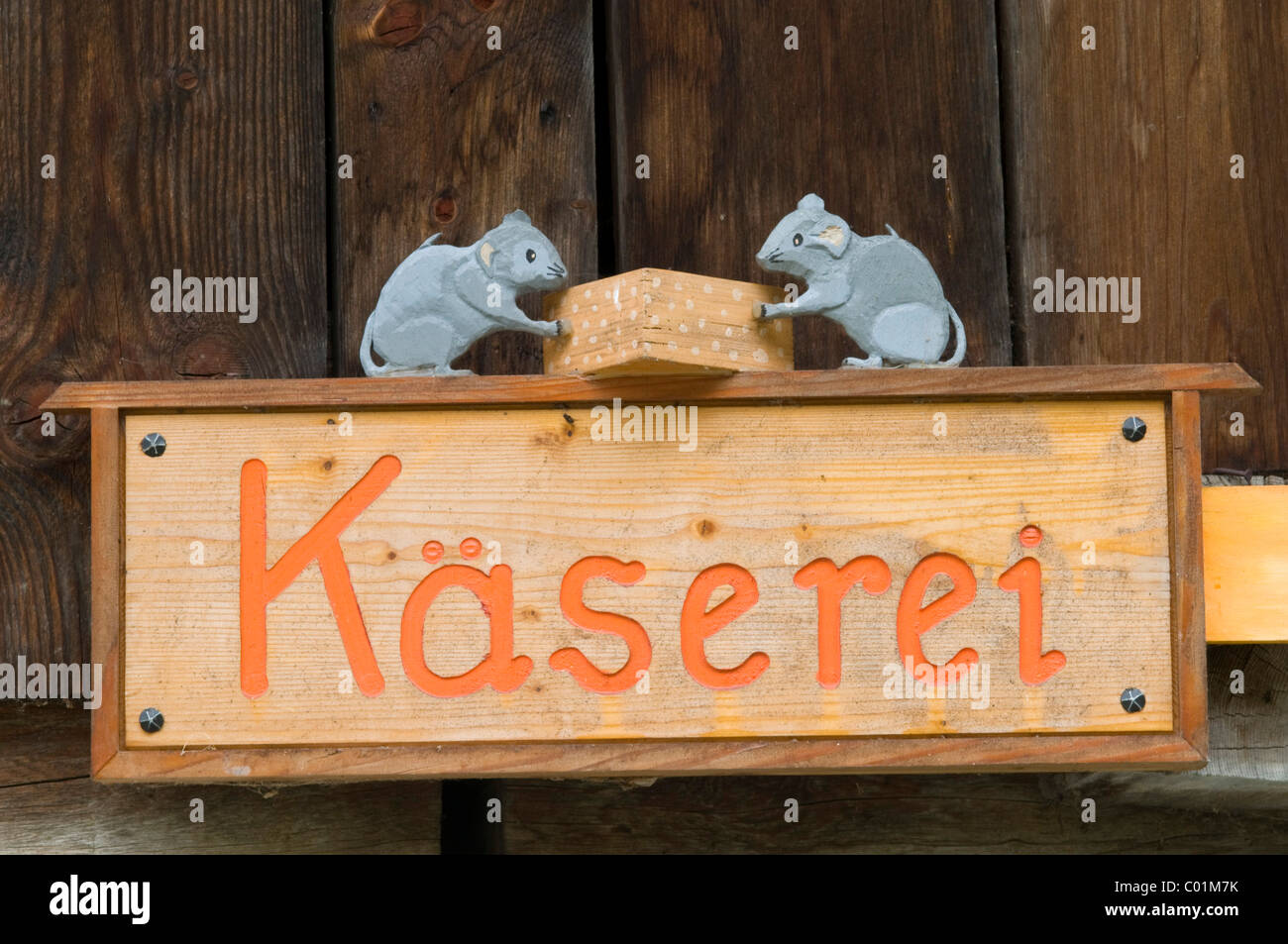 Kaeserei, sign of a cheese dairy, Luesens, Luesenertal, Tyrol, Austria, Europe Stock Photo