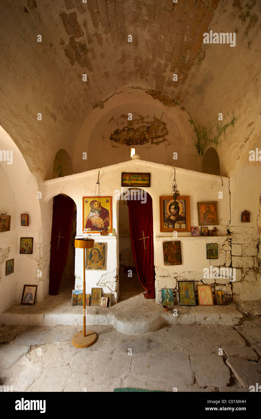 Interior of Ayios Ioannis, Paliachora, Aegina, Greek Saronic Islands Stock Photo