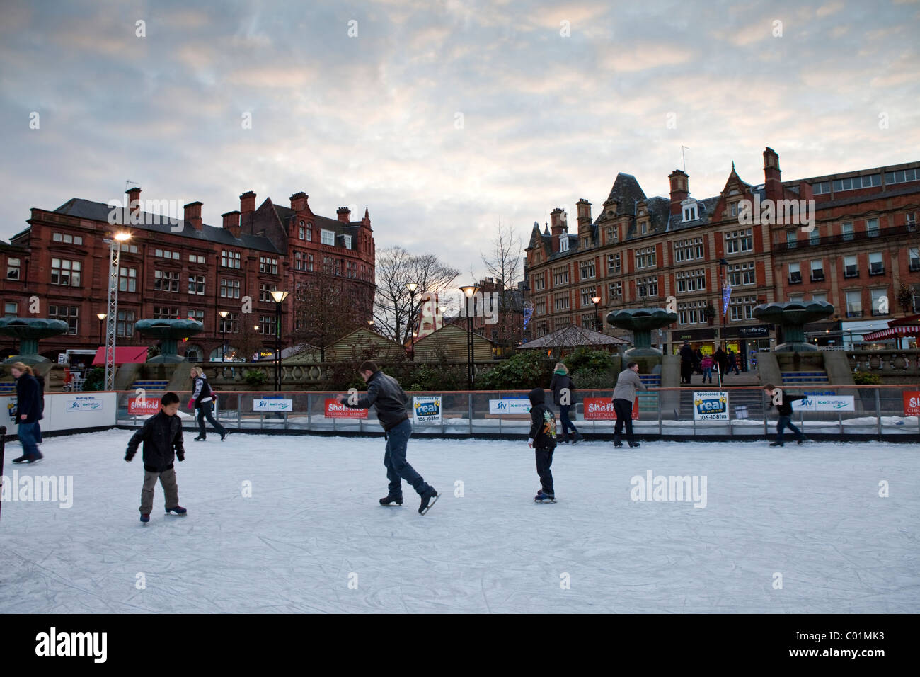 People ice skating in Sheffield city center South Yorkshire England UK Stock Photo Alamy