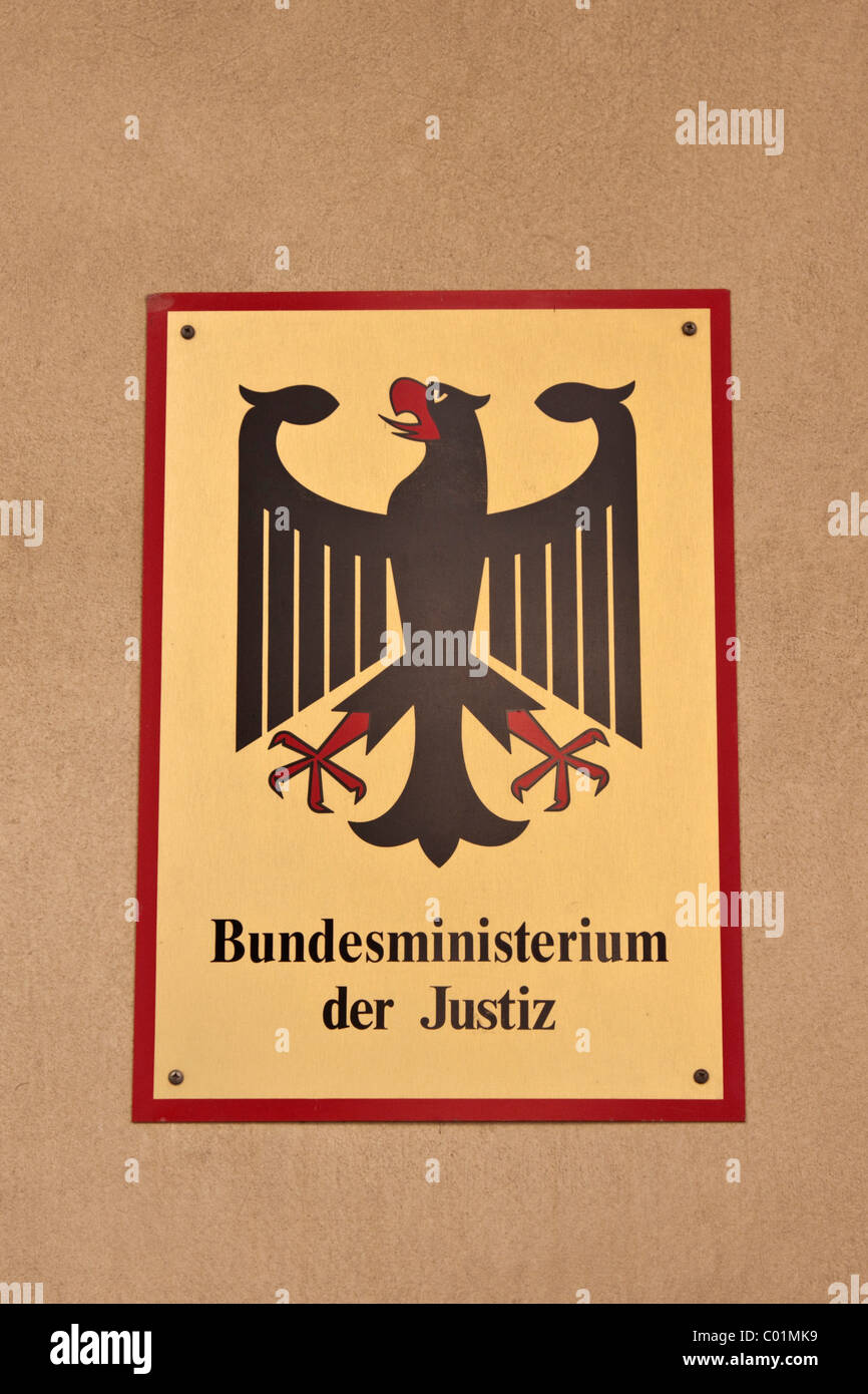 Sign, Bundesministerium der Justiz, German for Federal Ministry of Justice, Berlin, Germany, Europe Stock Photo