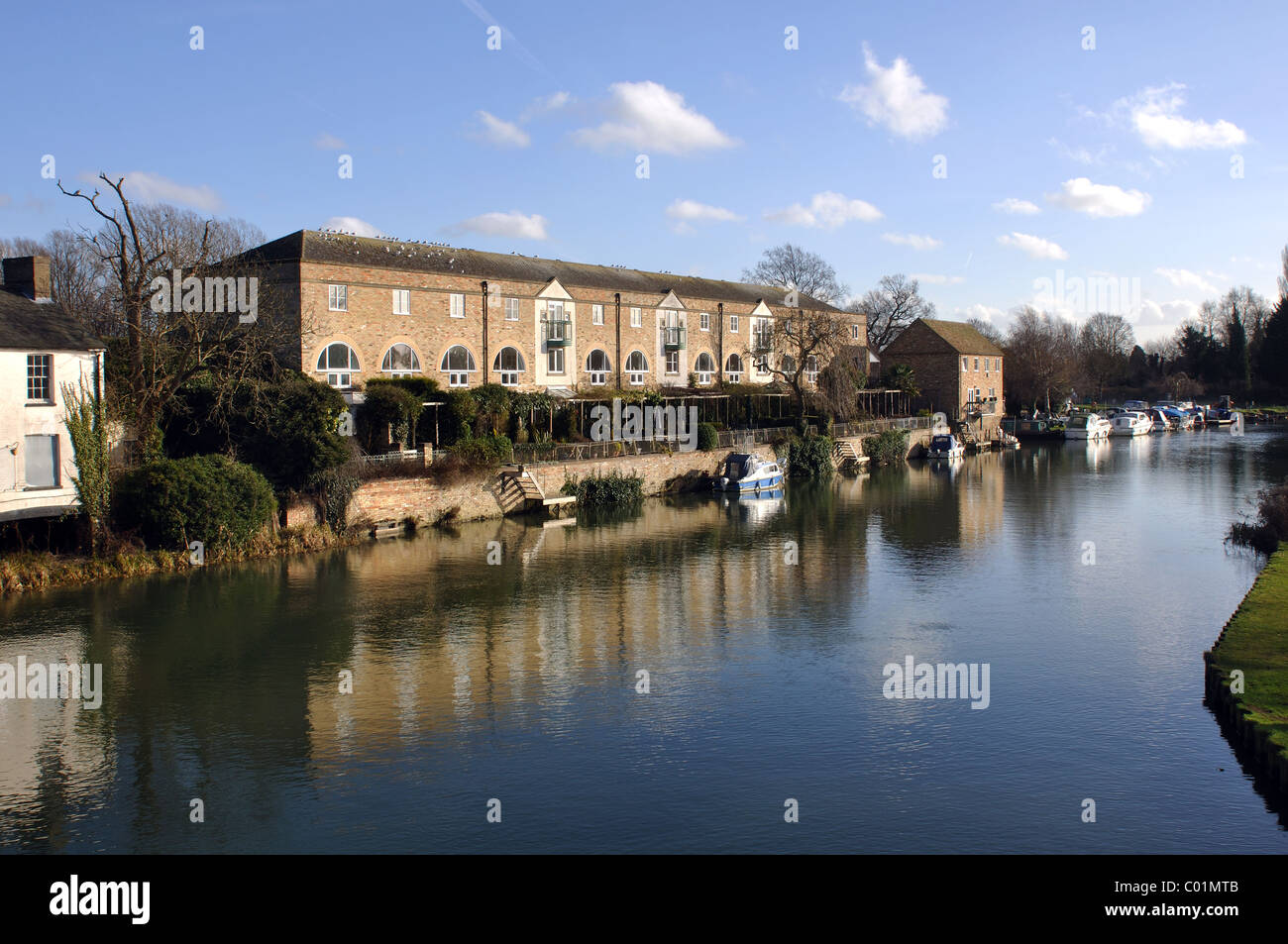 River Nene in winter, St. Neots, Cambridgeshire, England, UK Stock Photo