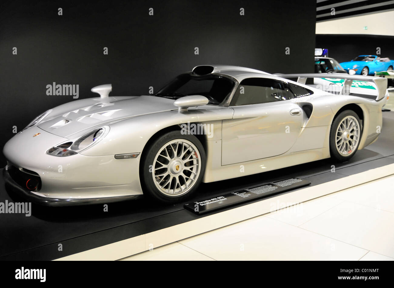 Porsche 911 GT1 street version, built in 1997, Porsche Museum, Stuttgart, Baden-Wuerttemberg, Germany, Europe Stock Photo