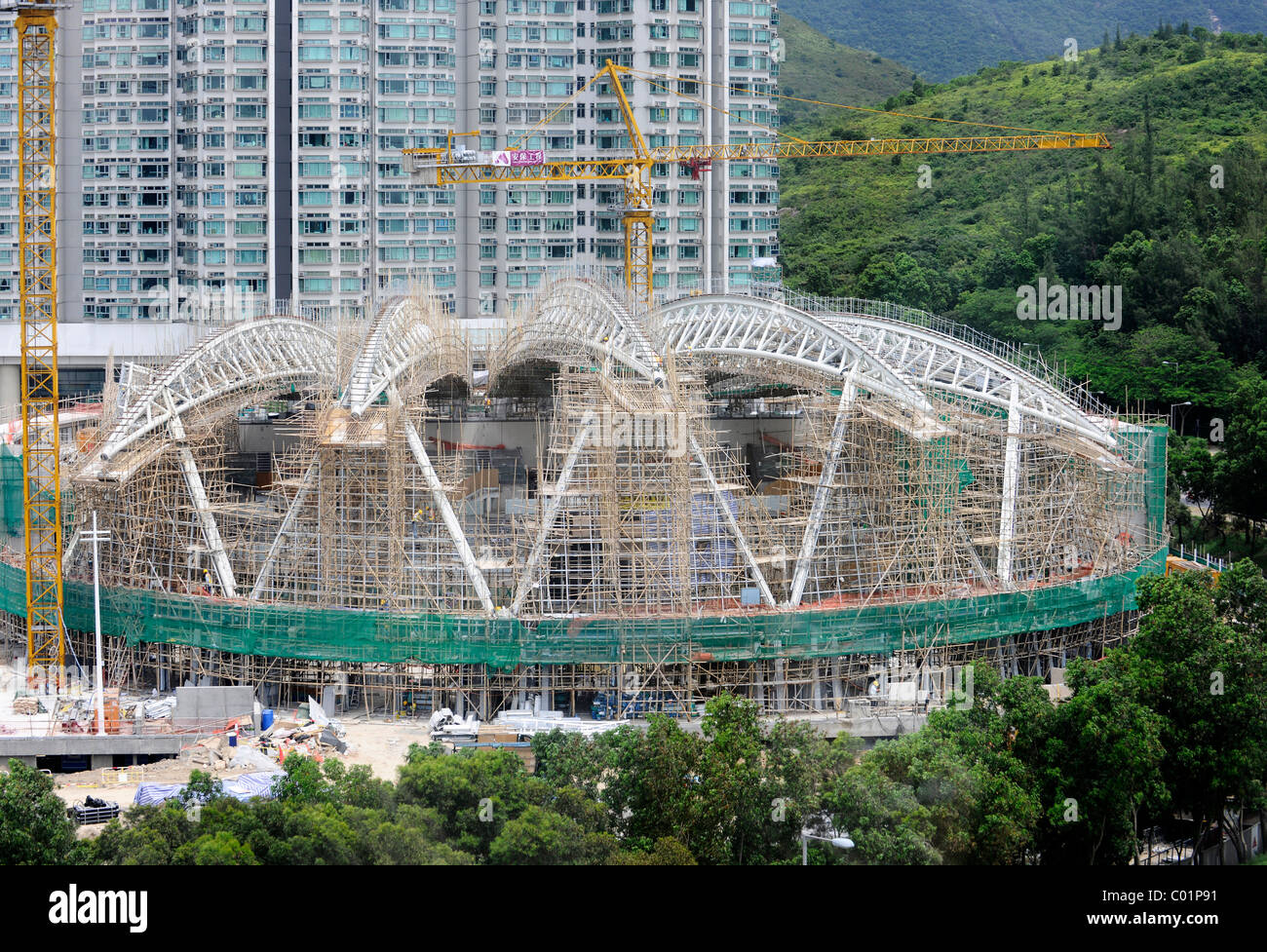Bamboo scaffolding, Hong Kong, China, Asia Stock Photo