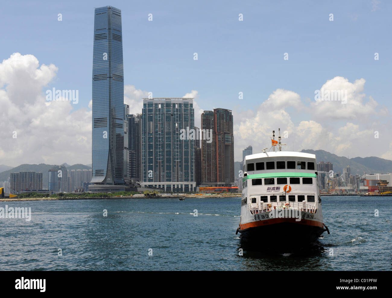 ICC Tower and ferry, Hong Kong, China, Asia Stock Photo