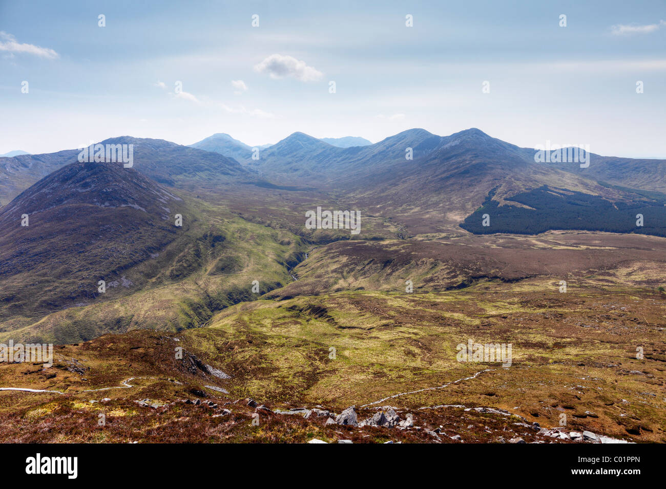 View from Diamond Hill, Connemara National Park, County Galway, Republic of Ireland, Europe Stock Photo
