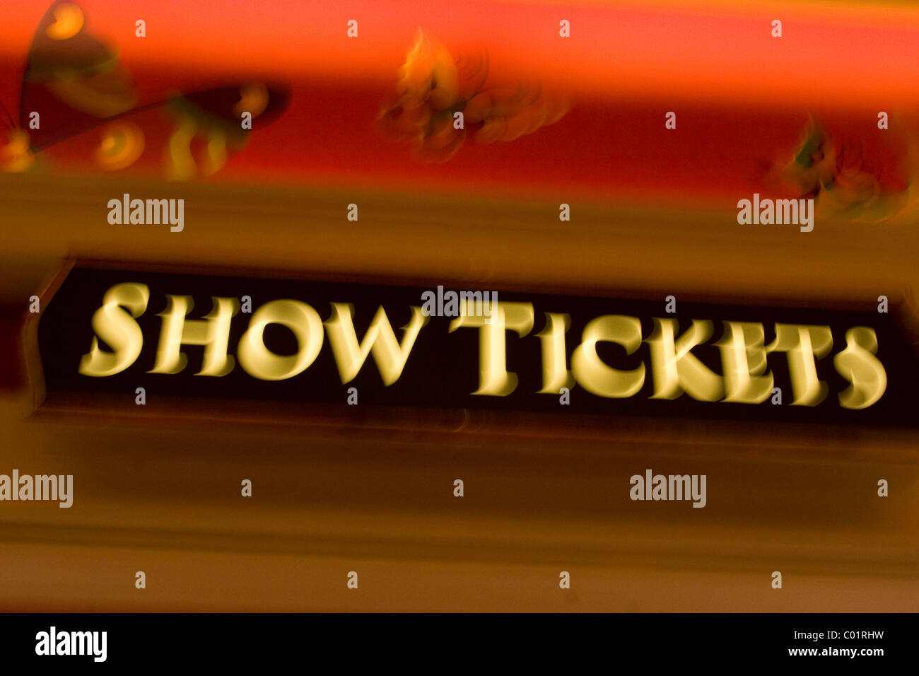 Show tickets sign at a Las Vegas Casino, Nevada, USA. Stock Photo