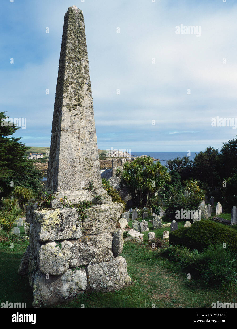 Memorial to Augustus Smith (died 1872) in Old St Mary's churchyard at Hugh Town on the Scilly Isles, UK Stock Photo