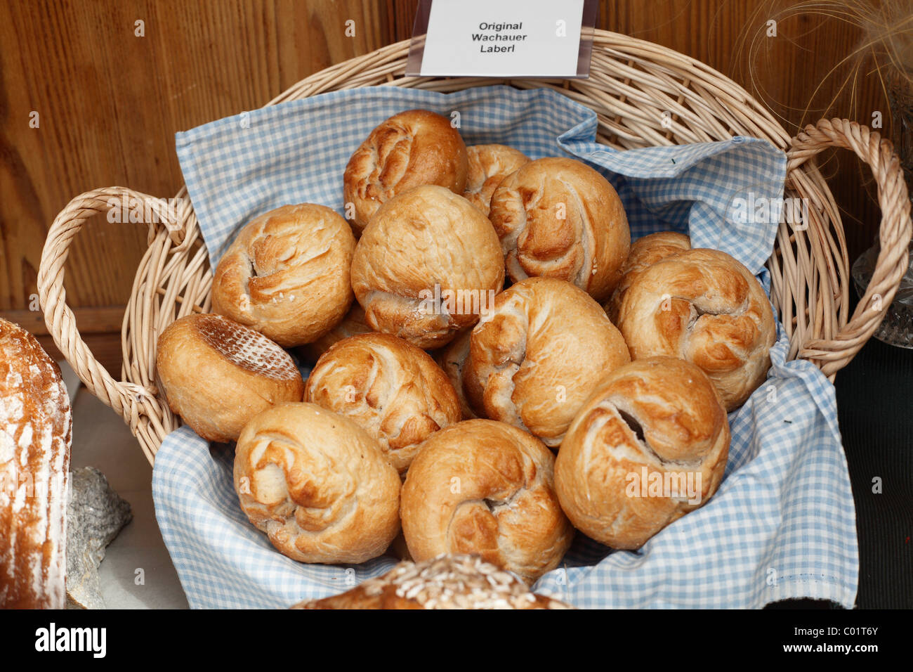 Original Wachauer Laberl, bread buns, Wachau valley, Waldviertel region, Lower Austria, Austria, Europe Stock Photo
