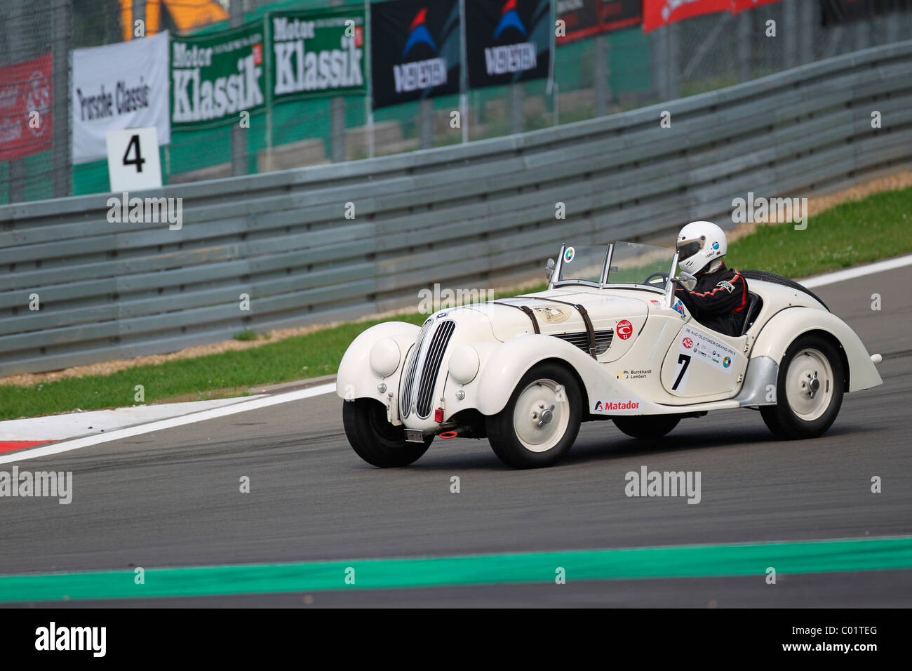Race of the pre-war cars, Philippe Burckhardt in the BMW 328 from 1938, Oldtimer-Grand-Prix 2010 for vintage cars at the Stock Photo