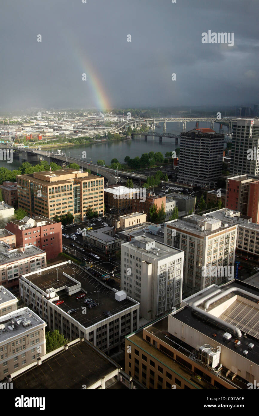 Elevated view with rainbow hires stock photography and images Alamy