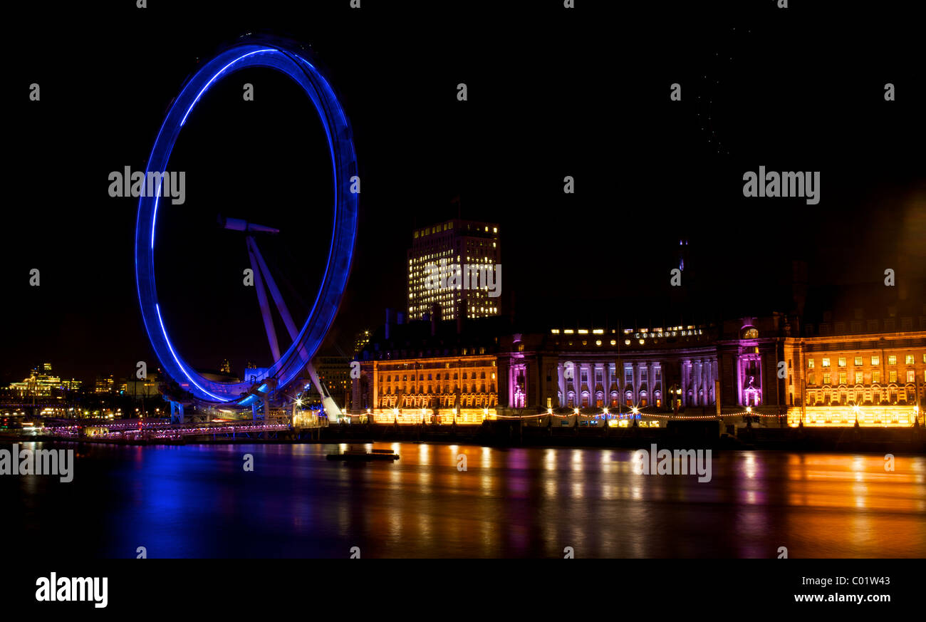 London eye at night Stock Photo