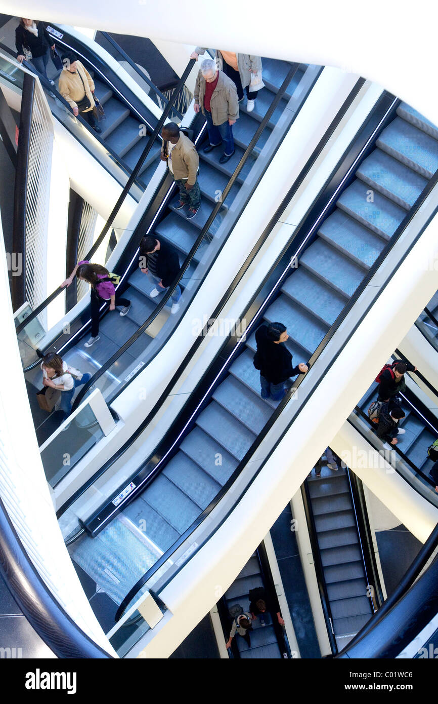 Escalators at MyZeil shopping mall, Frankfurt am Main, Hesse, Germany, Europe Stock Photo