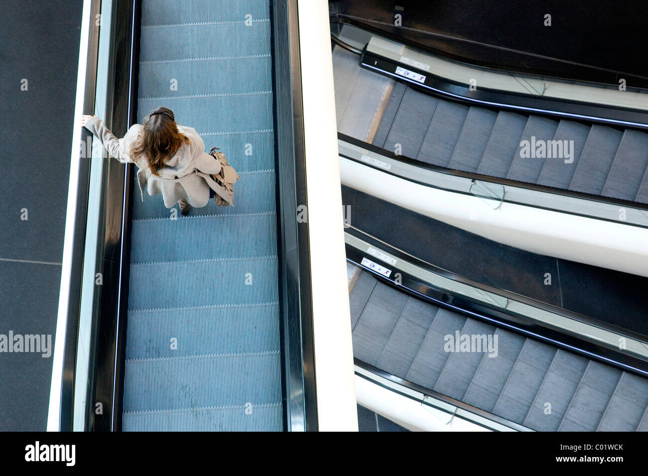 Escalators at MyZeil shopping mall, Frankfurt am Main, Hesse, Germany, Europe Stock Photo