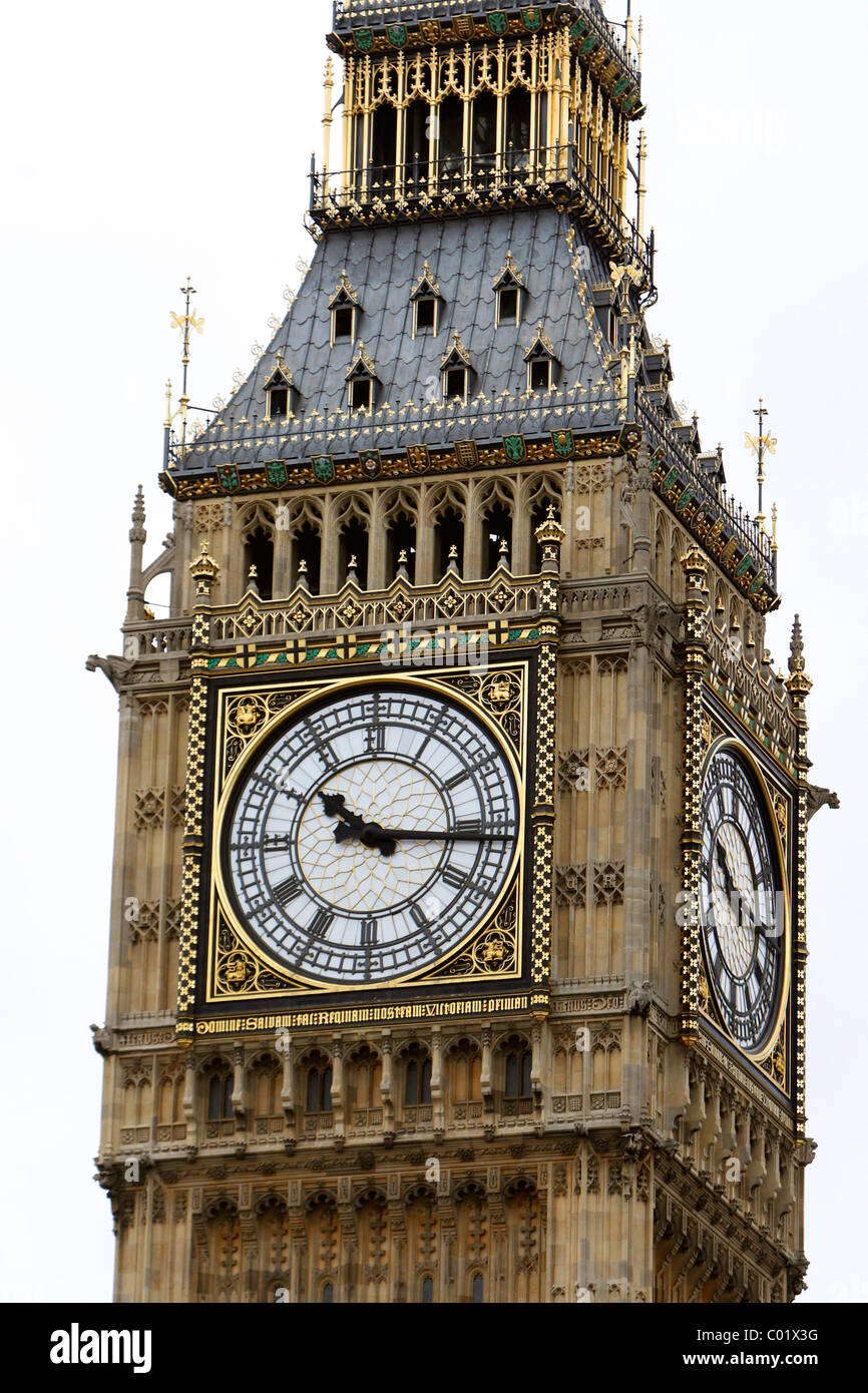 The clock face of Big Ben at the Houses of Parliament, London Stock