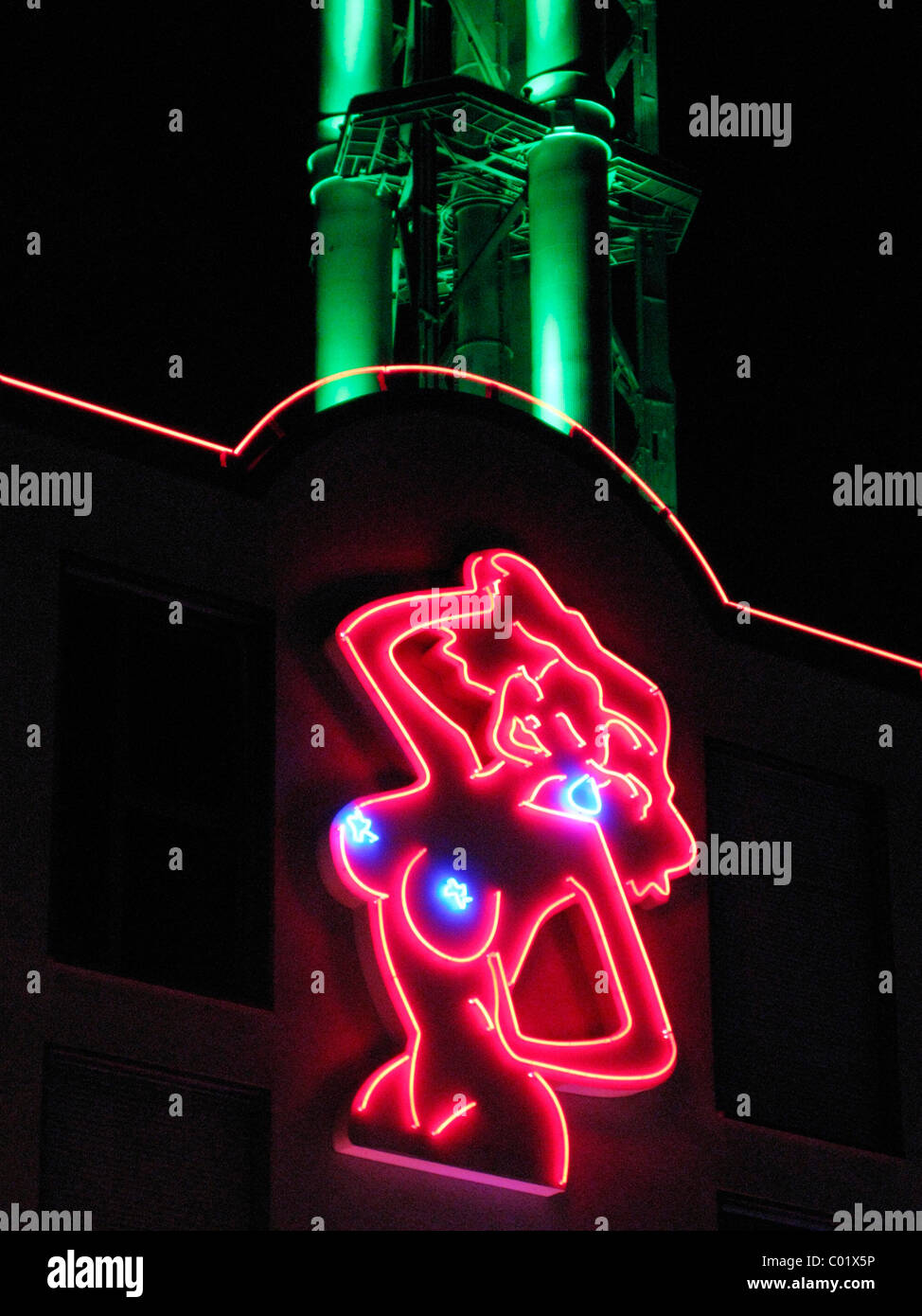 Female nude, neon sign, brothel in Duisburg, North Rhine-Westphalia,  Germany, Europe Stock Photo - Alamy