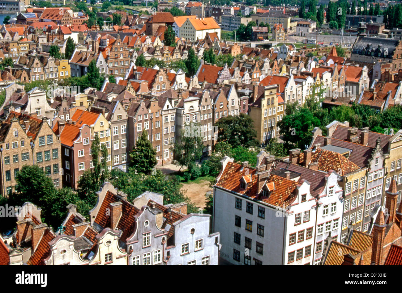 Gabled houses of the merchants, Główne Miasto district, Gdansk, Mazury, Poland, Europe Stock
