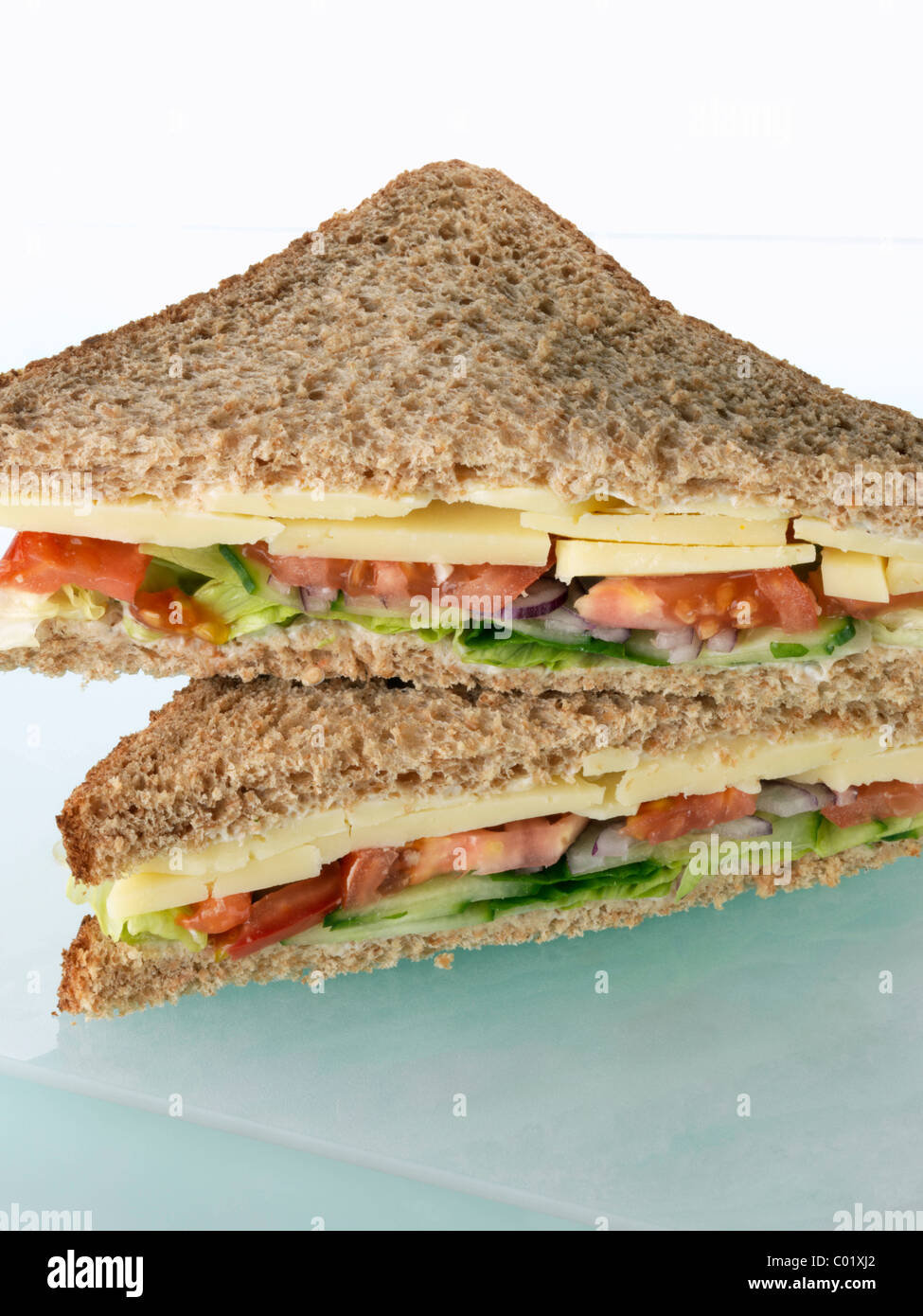 Cheese sandwich with tomato lettuce cucumber Stock Photo Alamy