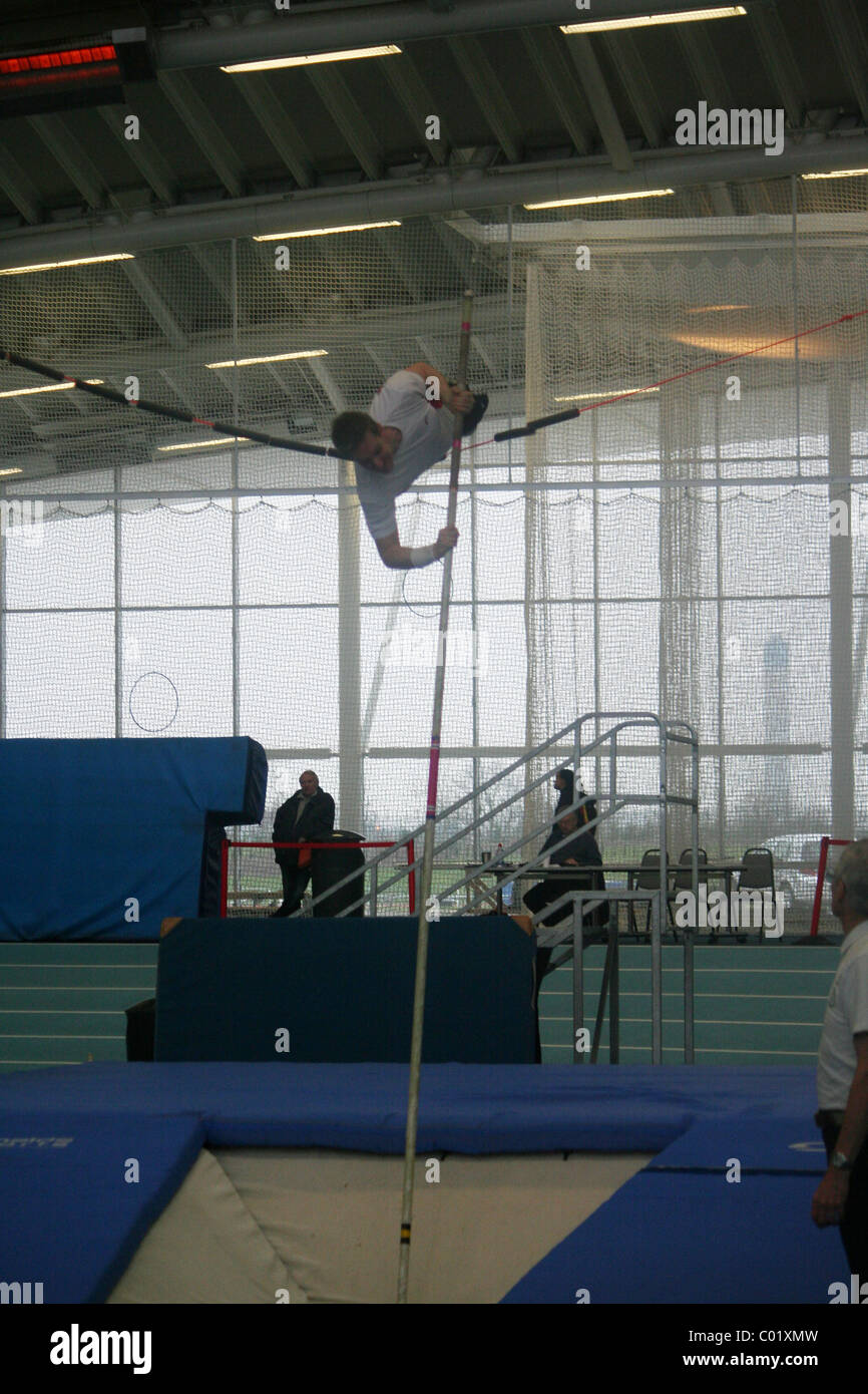 Pole Vaulter, Lee Valley Athletics Track, London Indoor Games, during
