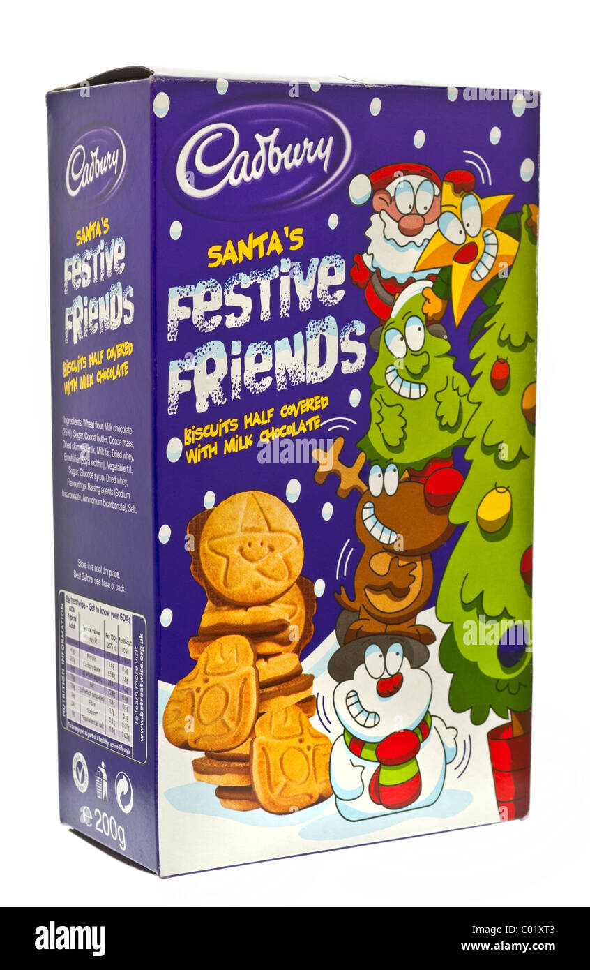 Box of Cadbury Festive Friends Christmas Biscuits Stock Photo