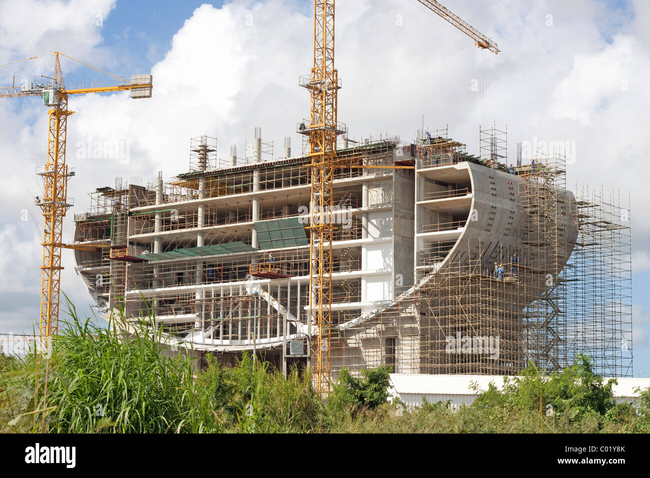 Construction site of commercial building at Triano, Mauritius, Africa