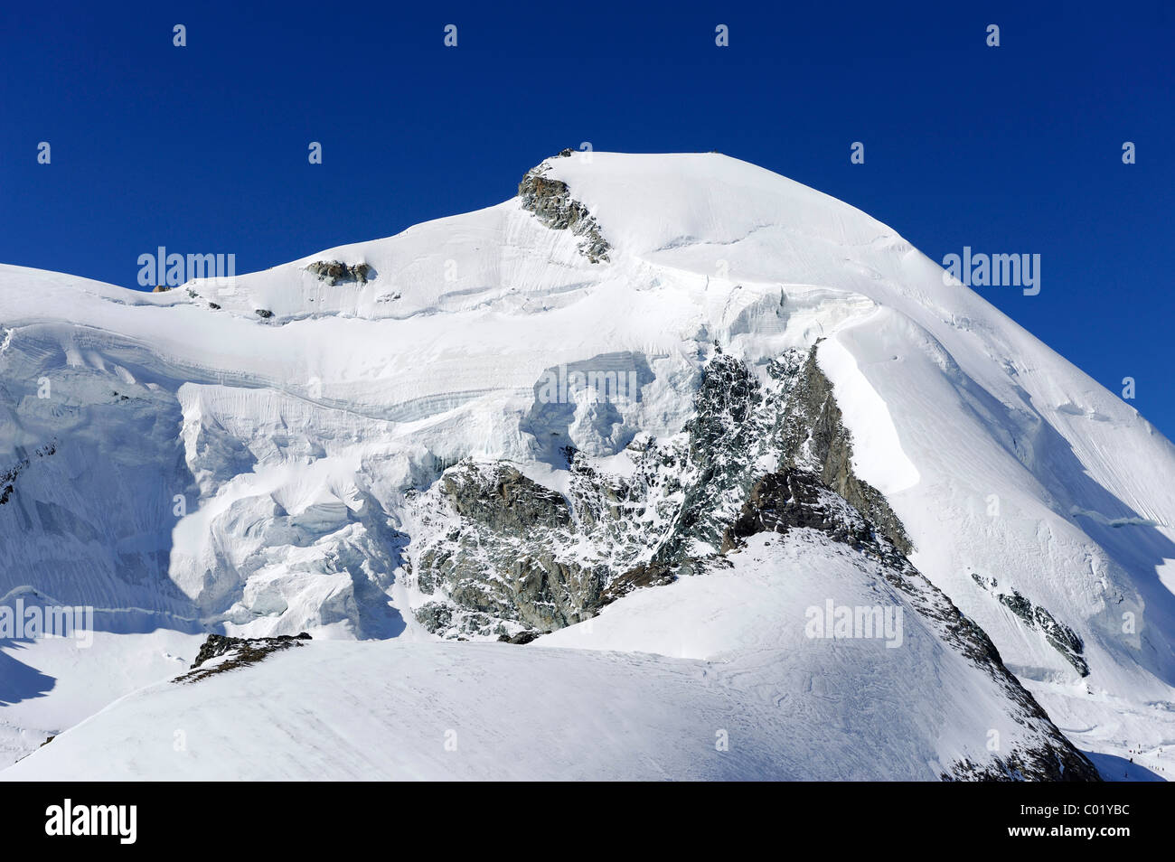 Mt. Allalinhorn, Pennine Alps near Saas Fee, Valais, Switzerland, Europe Stock Photo