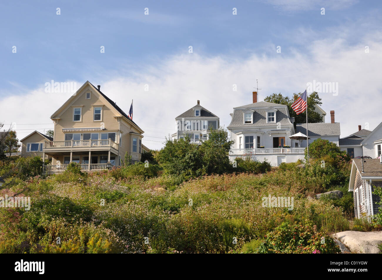 Victorian and clapboard houses in Stonington, Maine Stock Photo Alamy