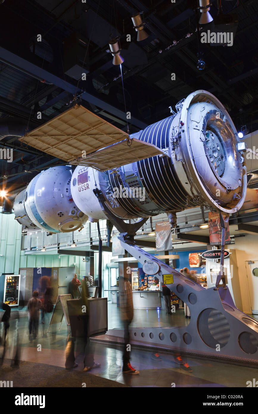 Russian Soyuz spacecraft on display at the National Space Centre, Leicester. Stock Photo