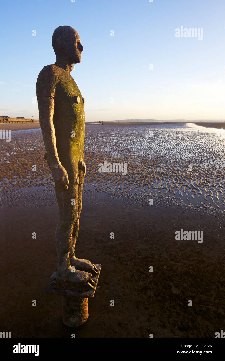 Antony Gormley sculpture, Another Place, Crosby Beach, November, Merseyside, England, UK, United