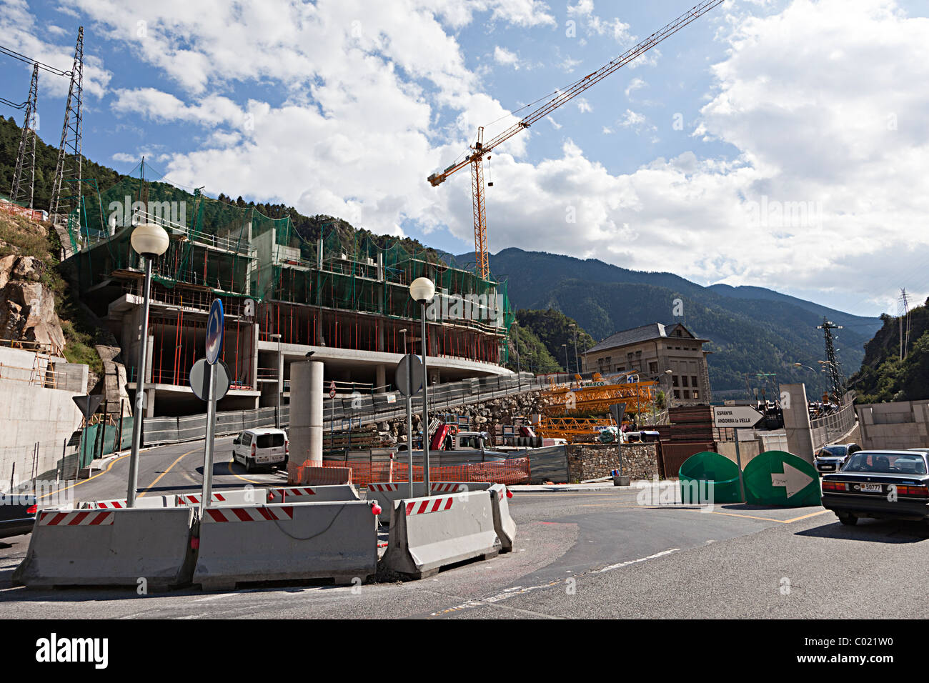 Bullding works and new road layout associated with tunnel construction Escaldes-Engordany Andorra Stock Photo