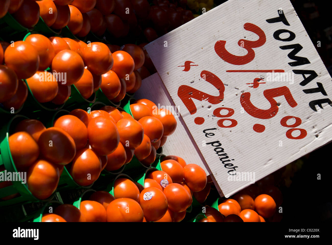 Tomatoes at Jean-Talon Market. Montreal, Quebec, Canada. Stock Photo