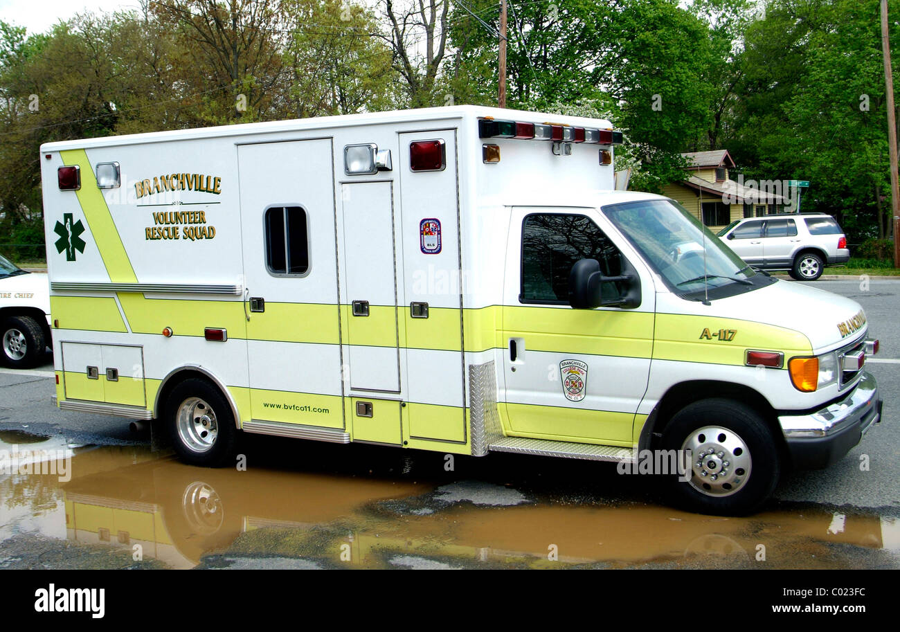 Branchville Vol Fire dept ambulance on the scene of an emergency in