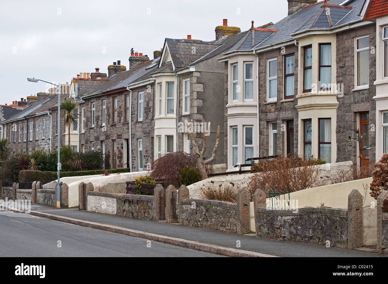 A row of terraced victorian houses in redruth, cornwall, uk Stock Photo