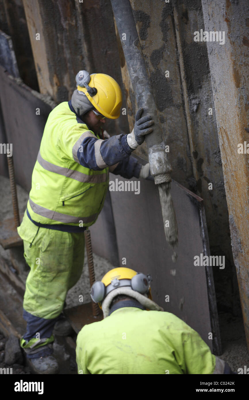 Finnland, Turku, 20110204, worker on a site Stock Photo
