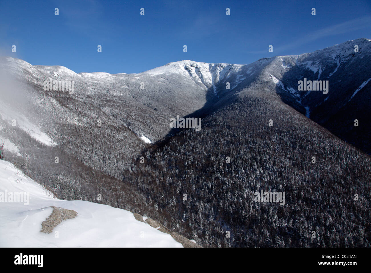 Mount Lafayette from the Old Bridle Path during the winter months in