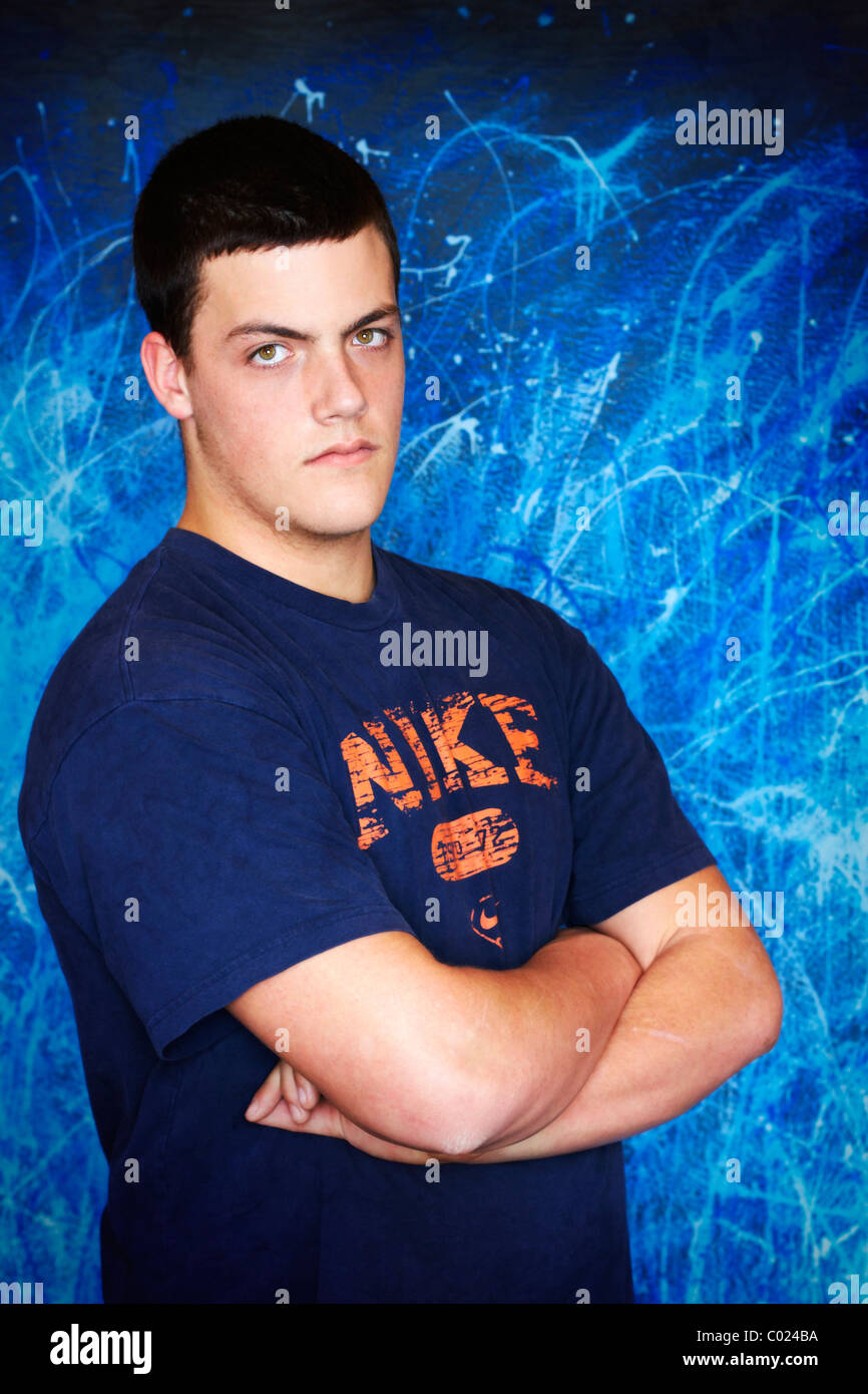 Teenage Boy With Short Dark Hair Stock Photo 34468094 Alamy