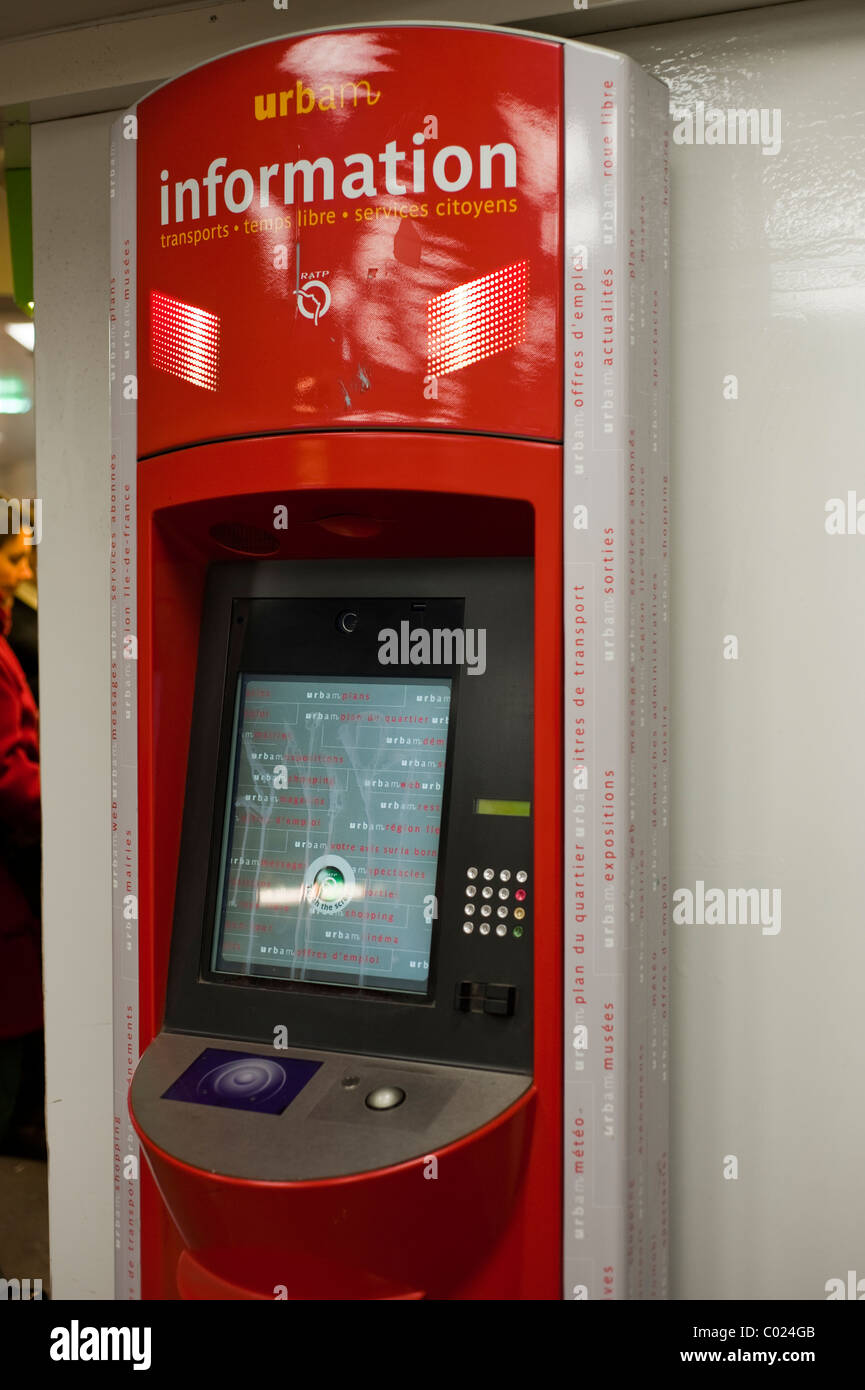 Paris, France,Detail, Metro Automatic Tickets Vending Machine, inside,  Touch Screen, Information Stock Photo - Alamy