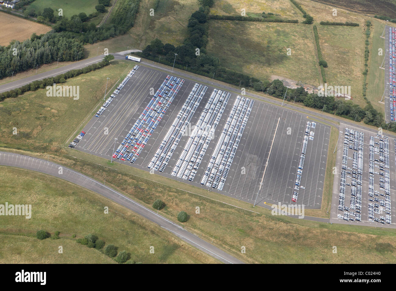 Car plant distribution yard Stock Photo