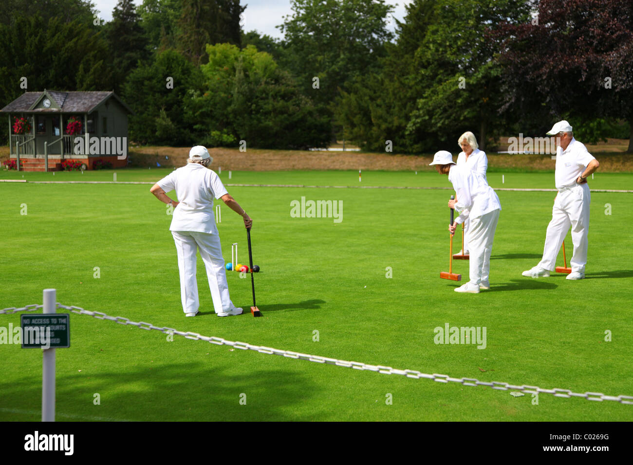 Village croquet players in rural England Stock Photo