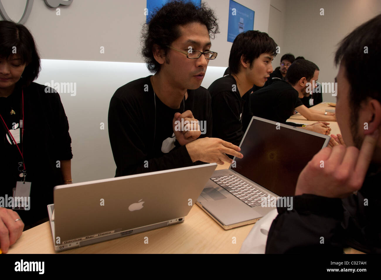 Opening day of Japan's first Apple Mac electronics store, in Ginza
