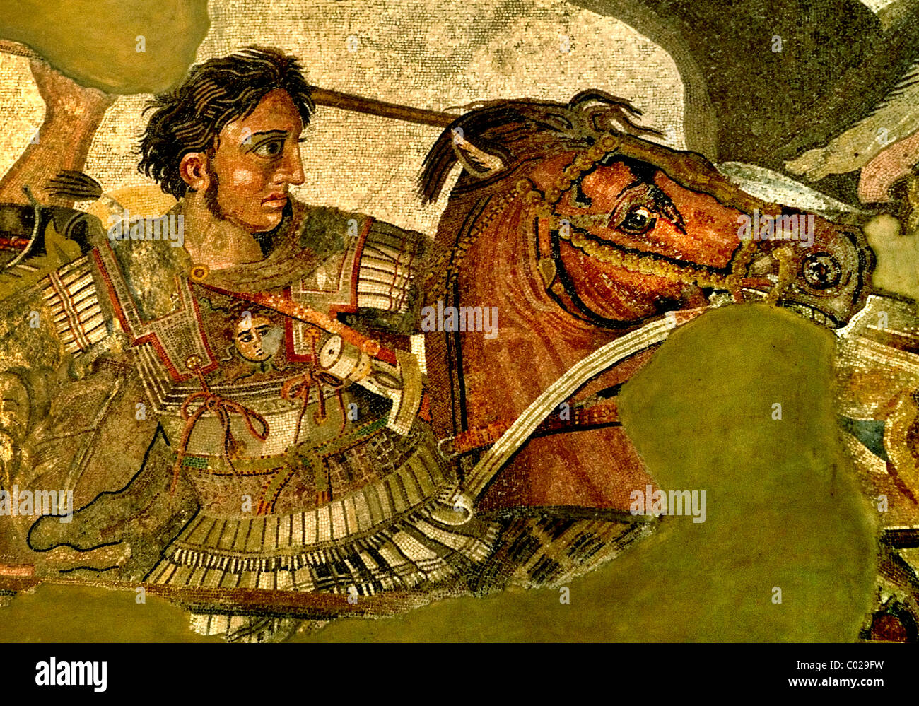 This image is Alexander  the Great in battle Persian King Darius III Alexander  the Great Issus 331 B. C . Mosaic Pompeii 100 B Stock Photo