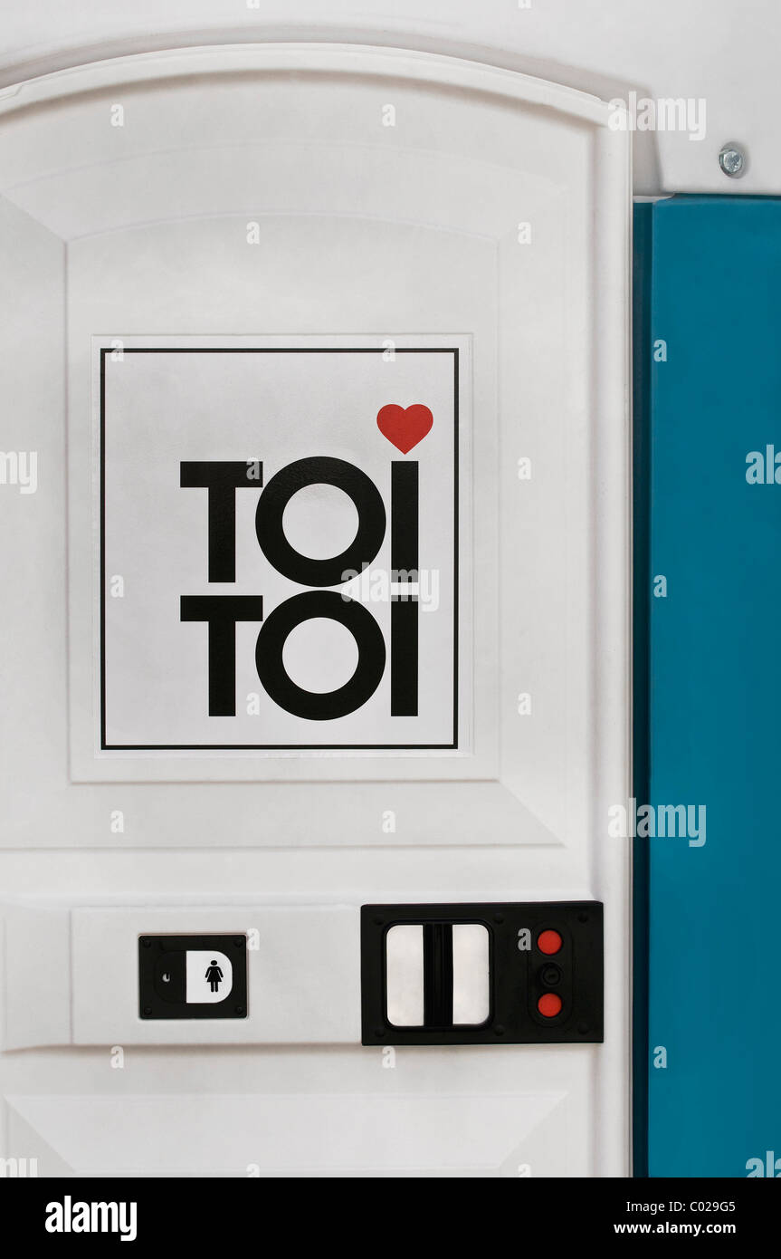 Portable toilet of the TOI TOI service company Stock Photo