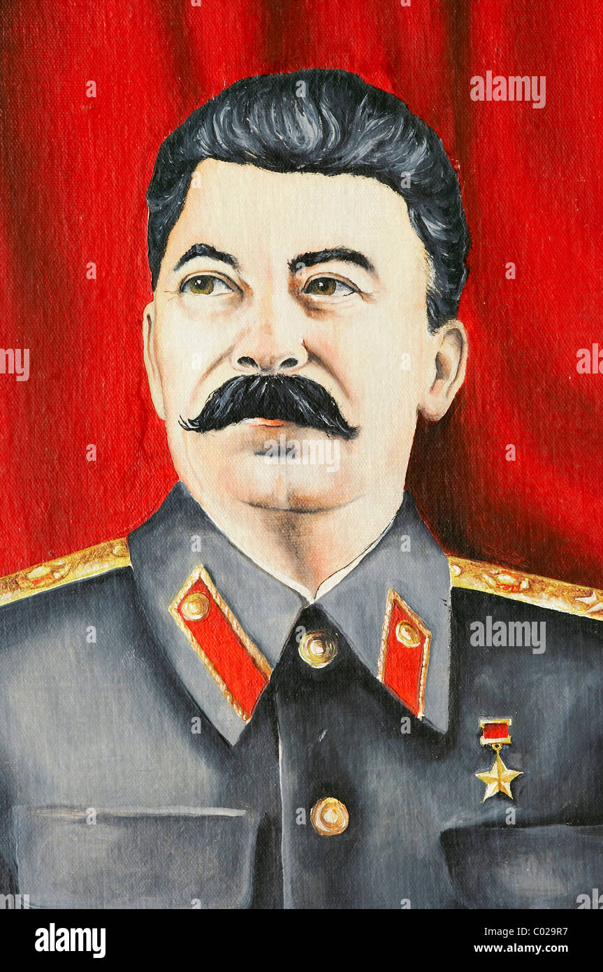 Portrait of Joseph Vissarionovich Stalin - Russian dictator Stock Photo