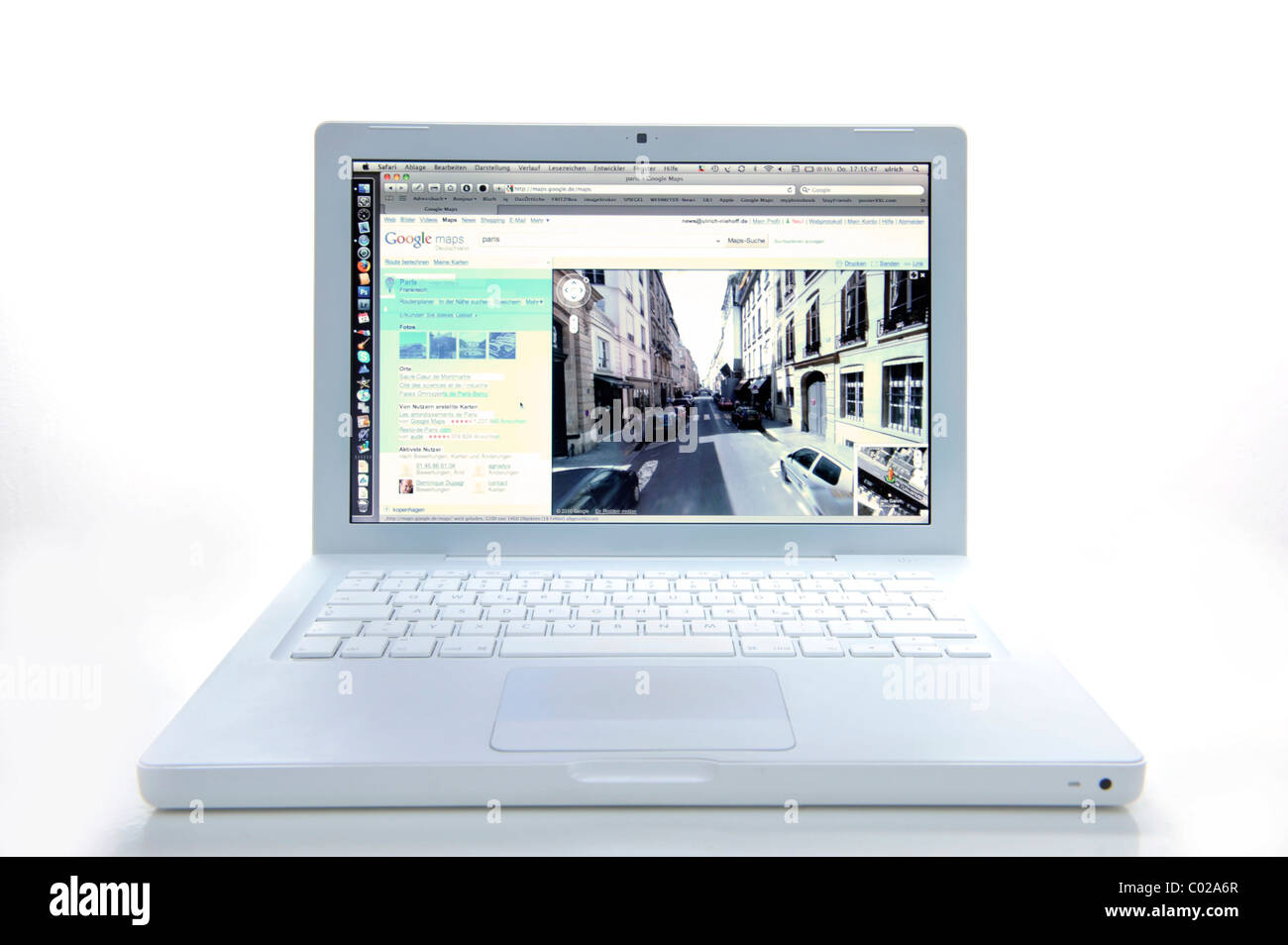 Notebook screen displaying city image on Google Street View Stock Photo ...